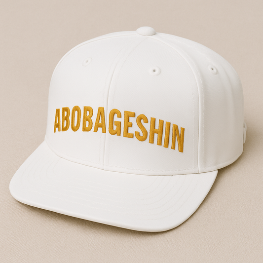 ABOBAGESHIN® White and Gold Signature Snapback