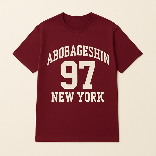 ABOBAGESHIN 97 NEW YORK Tee  - Burgundy